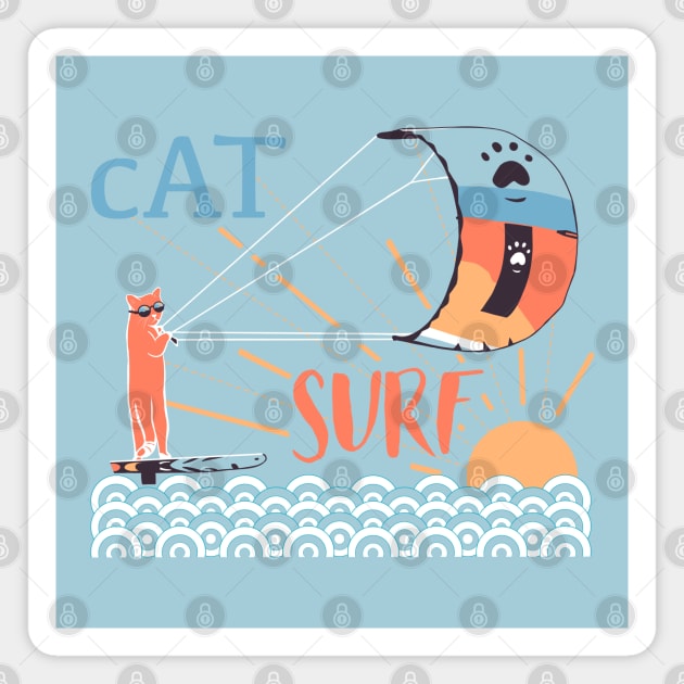 Cat surf Magnet by Mimie20